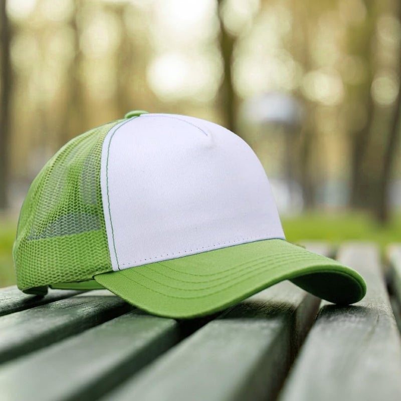 Falari 5-Panel Mesh Baseball Cap, Trucker Hat, Structured Plain Design, Cotton, Adjustable Size - Image 3